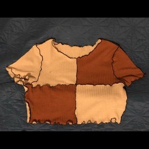 Cut and sew Knit tee with lettuce embroidery